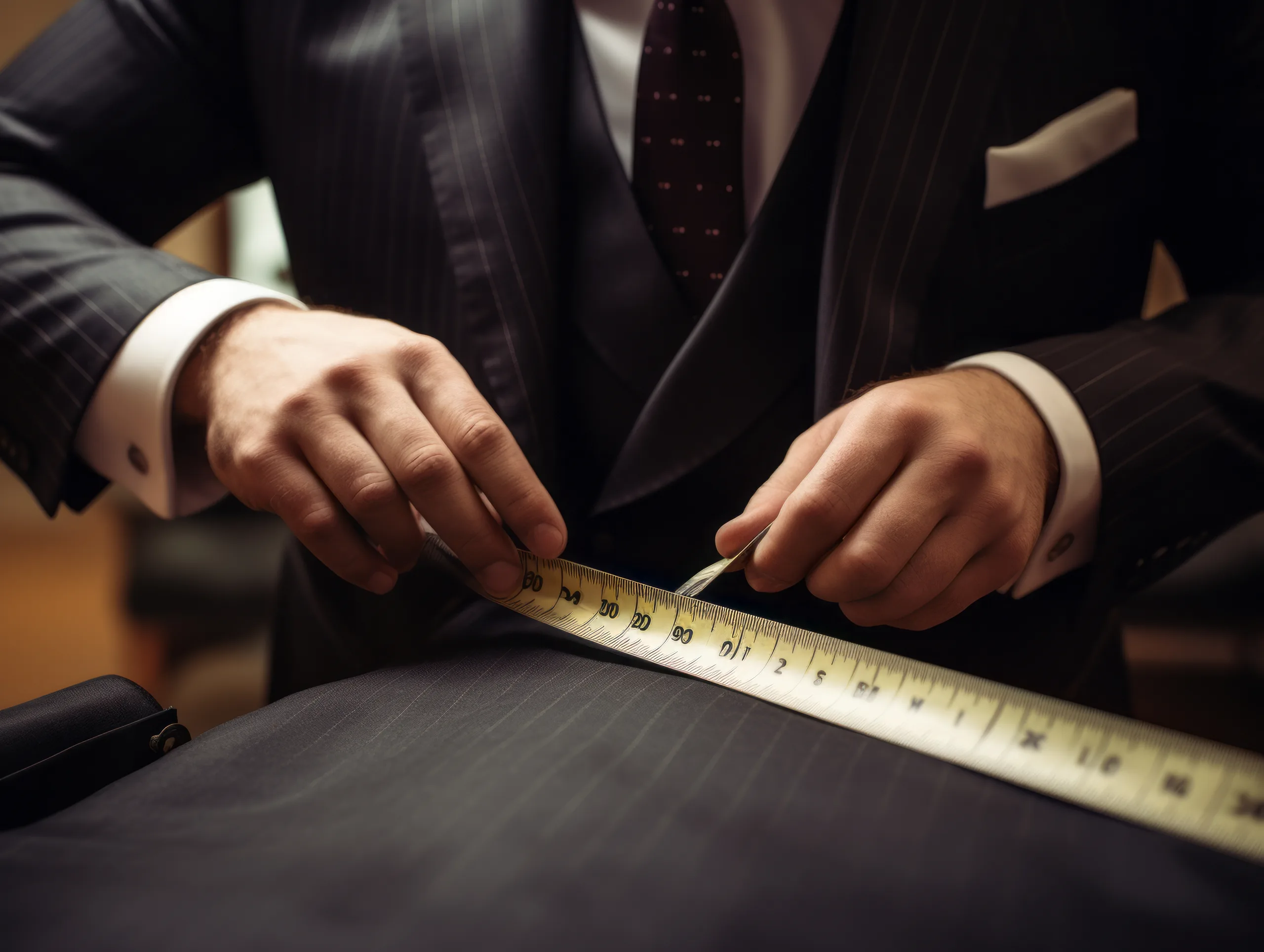 Tailor measuring fabric for a custom suit